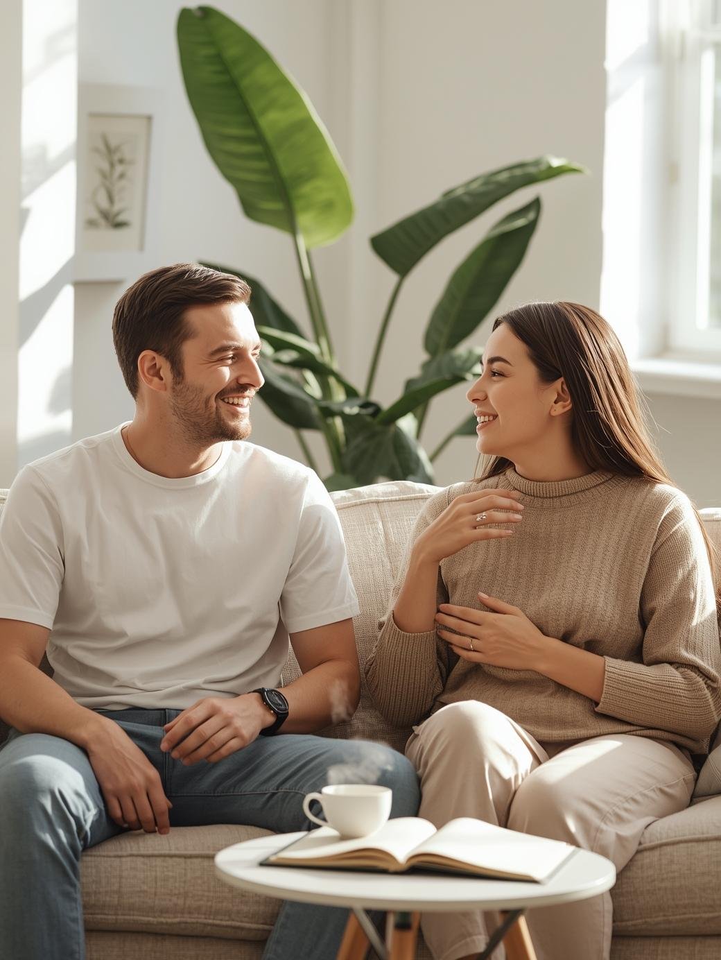 Μια ζεστή και φυσική σκηνή με έναν άνδρα και μια γυναίκα